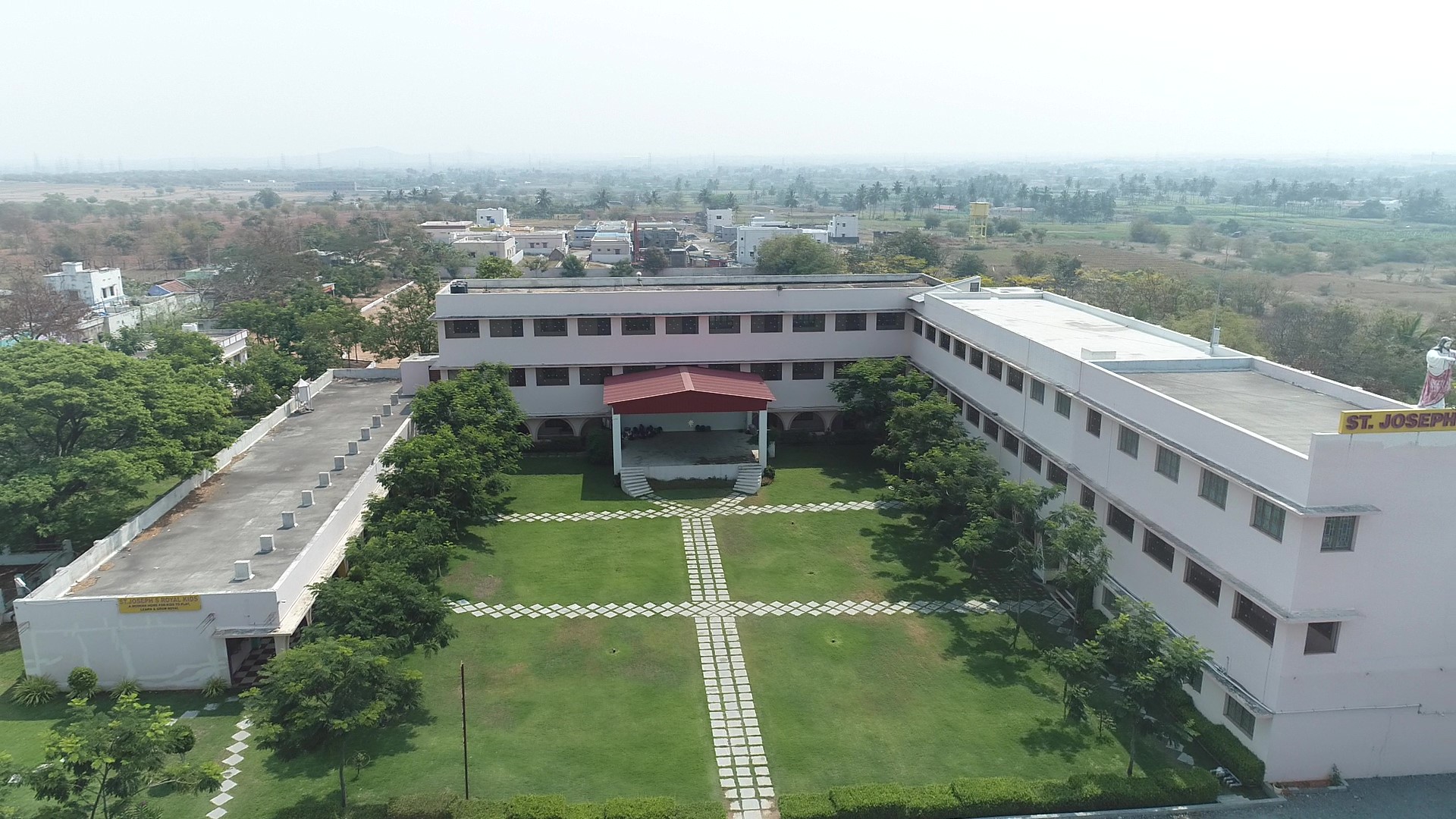 St. Joseph's School Main Building and Lush Front Lawn